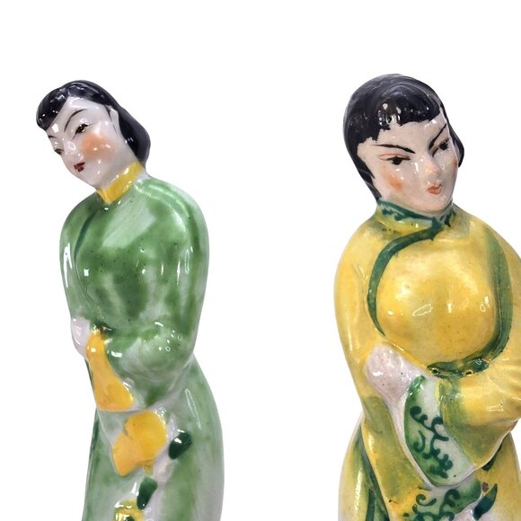 Occupied Japan Hand-Painted Porcelain Asian Lady Figurines Set Of 3 JE265 - Picture 6 of 9